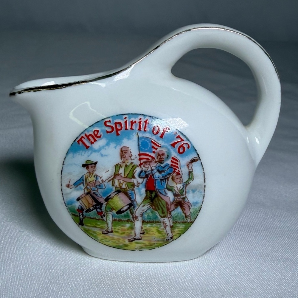 Vintage Porcelain NANCO Spirit 76 Miniature Pitcher Bicentennial Travel Souvenir